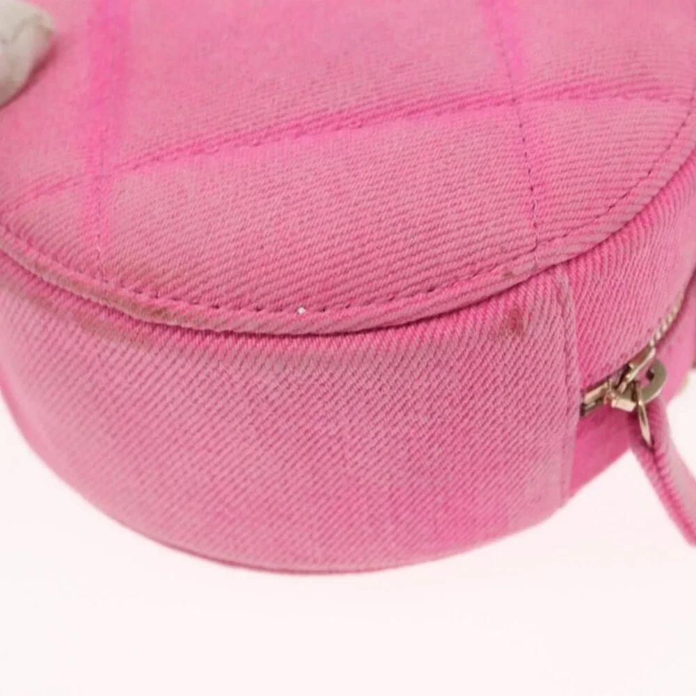 CHANEL Matelasse Chain Shoulder Bag Canvas Pink Gold CC Auth bs32090 - Picture 5 of 16